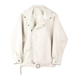 Load image into Gallery viewer, Green Belt Split Pu Leather Jacket
