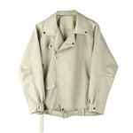 Load image into Gallery viewer, Green Belt Split Pu Leather Jacket
